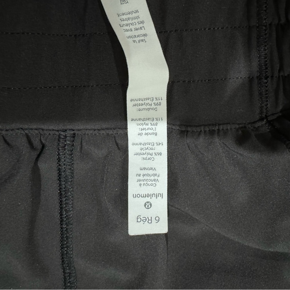 Black lululemon athletic shorts.